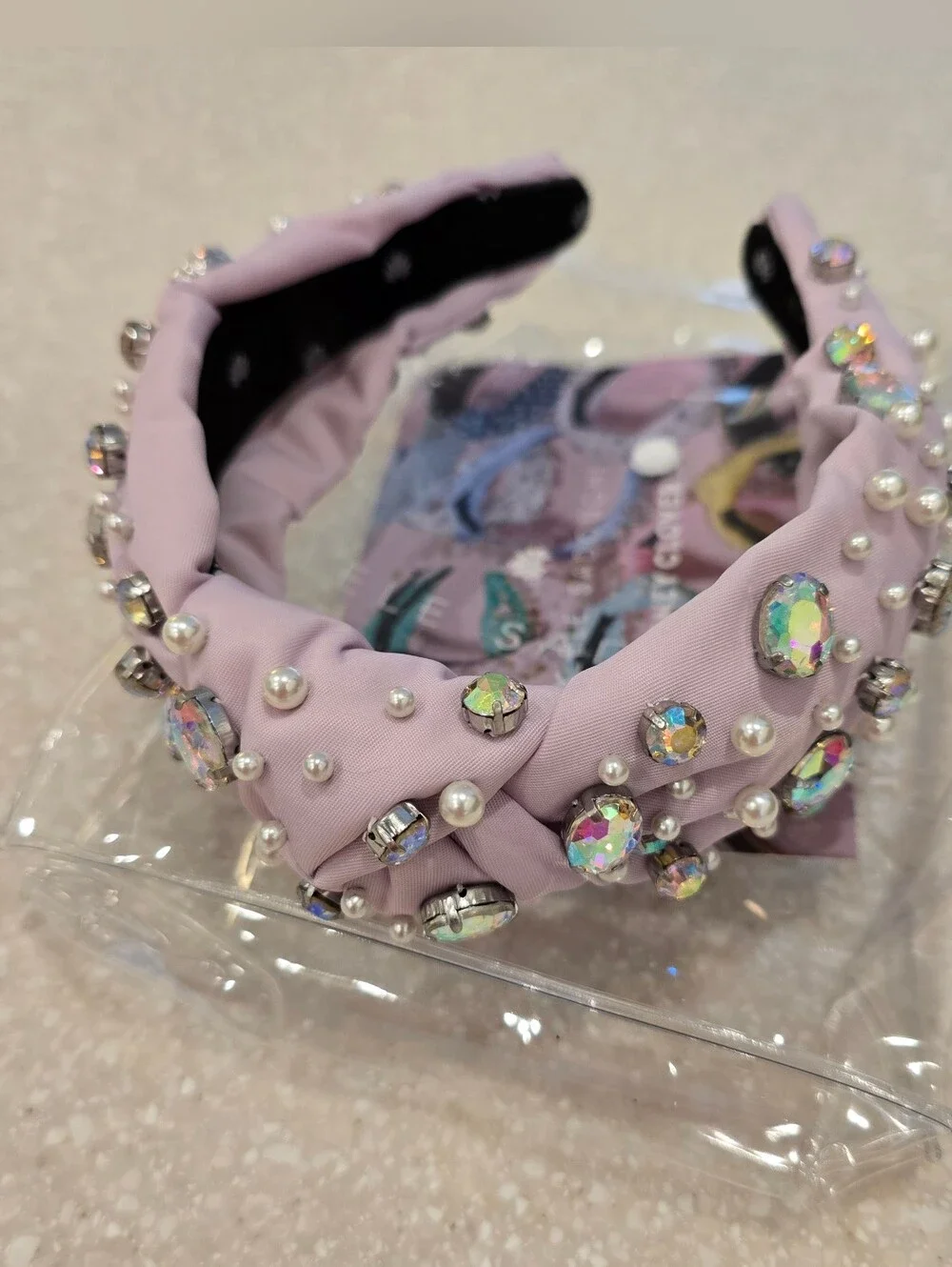 LELE SADOUGHI X Stoney Clover Lane Lilac Iridescent Crystal & Pearl Headband SCL